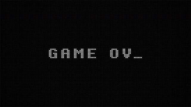Game Over Text Appearing on Digital LED Screen Background 4k video animation seamless loop