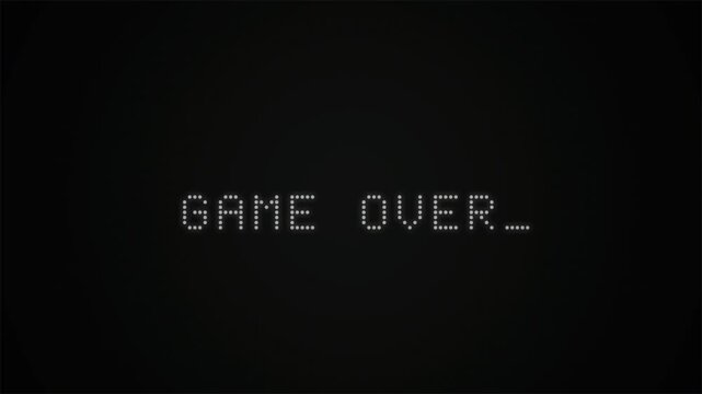 Game Over Retro Digital Text Animation on Black Background 4k video animation seamless loop