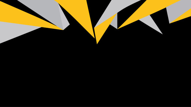 Abstract geometric background with yellow and grey low poly triangles on black, modern corporate vector design