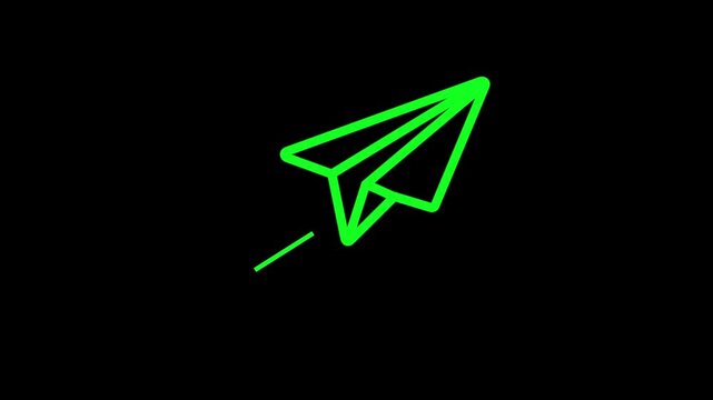 end Message faster icon with Paper Plane Animation app, green contact, computer graphic, 4k video.