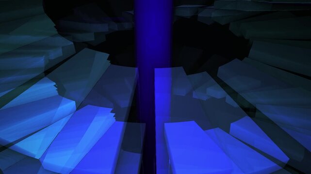 Blue 3D rectangular blocks forming circular tunnel perspective.