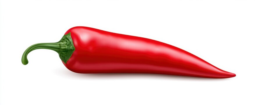 Bright red chili pepper isolated on white background, hot spice for cooking and gourmet recipes