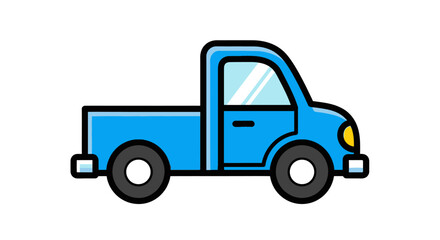 Naklejka premium Simple cartoon blue pickup truck illustration
