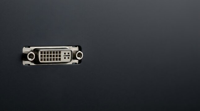 Close up of a digital visual interface port on a dark monitor