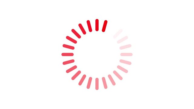 Animated circular loading mark with white background and red loading icon animation with 4k video.