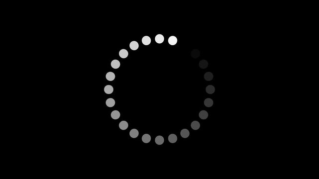 White loading spinner with fading dots on black progress .animated circle loading gif video icon