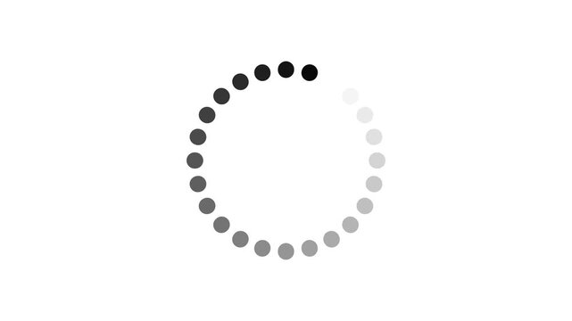 black loading spinner with fading dots on a white background .animated circle loading gif 4k video icon.
