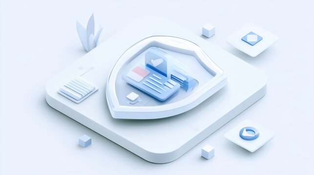 Digital ID Document Secured: Data Protection Illustration Design