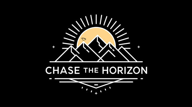A stylish mountain logo urging adventure and exploration.