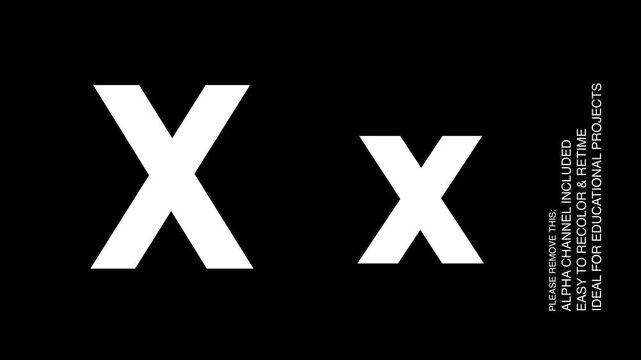 Letter X Educational Alphabet Animation for Preschool Kids with Alpha Channel, 4K