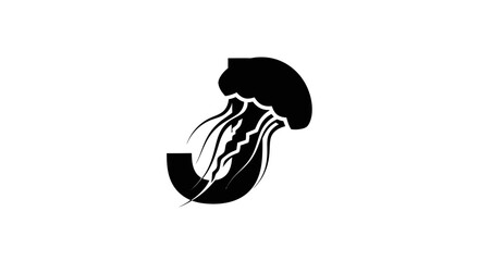 Minimalist black letter J jellyfish logo icon © Hasanz