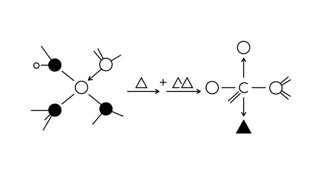 Chemical reaction schematic diagram of molecular transformation