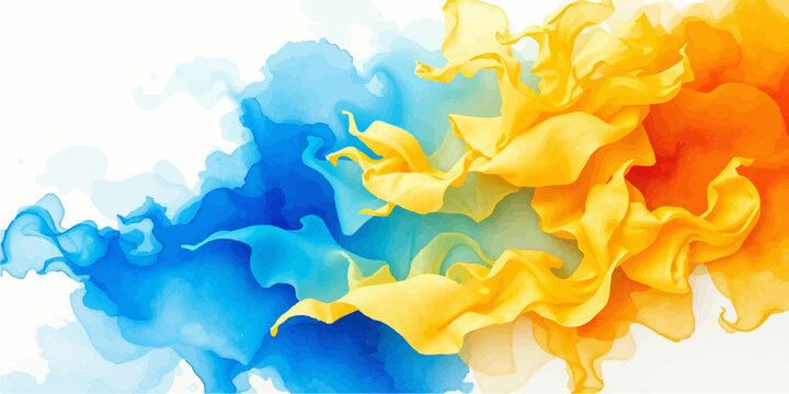 Abstract artistic ink wash background with intense blue and yellow color fusion abstract background watercolor bleeding expressive creative colorful backdrop blending aesthetic illustration
