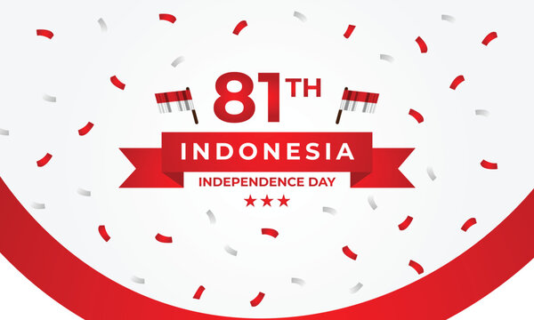Indonesia 81st independence day celebration with flags and confetti