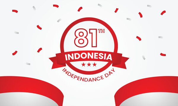 Red and white 81st indonesia independence day celebration banner