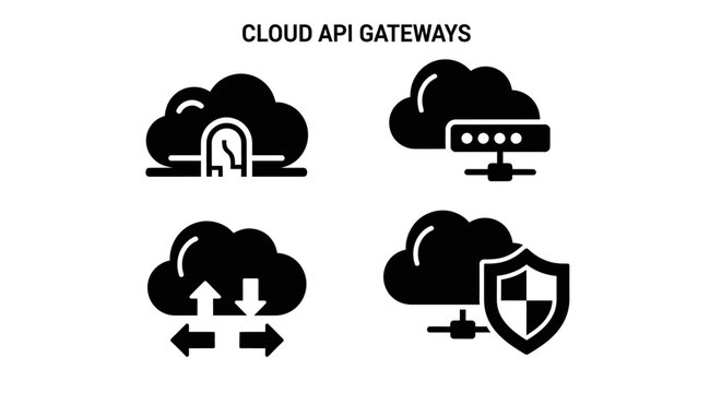 Cloud API Gateways Icons: Security, Data Transfer, Network Access