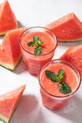 Fresh watermelon smoothies with mint and watermelon slices © DinhThi