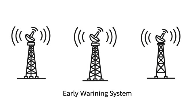 Early Warning System - Radar Towers Transmitting Signals