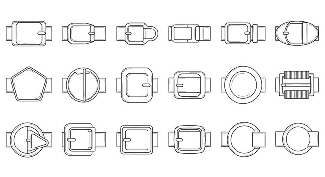 Watch icons, smartwatch designs, line art set, 20 outline illustrations