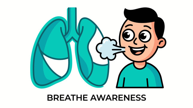 Person exhaling, lungs visible, health awareness concept