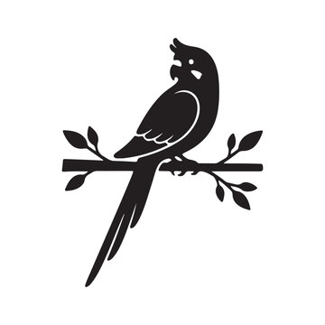 Cute pet parakeet silhouette vector flat illustration design.Adobe Illustrator Artwork