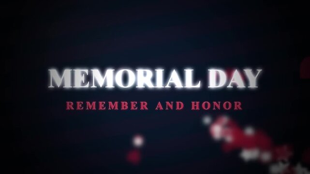 Memorial Day background animation with floating stars and text overlay