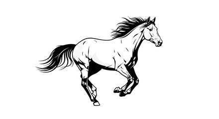 Dynamic illustration of a majestic running horse with flowing mane and tail. © verikans