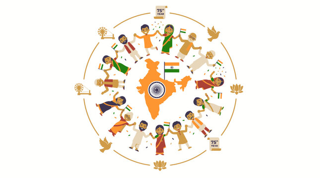 India Independence Day Celebration with Diverse People