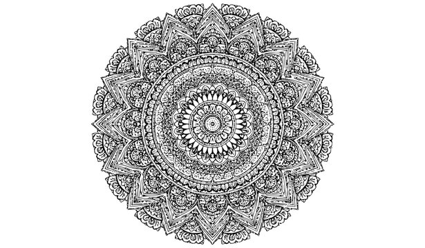 Round mandala ornament pattern with intricate floral geometric decorative design