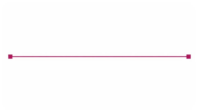 Minimalist magenta line with two square end caps on white background