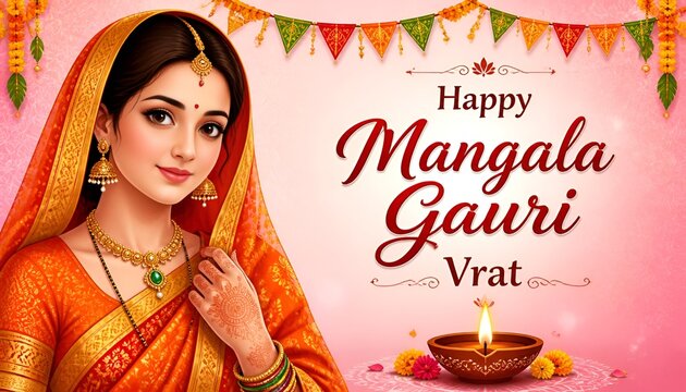 Happy Mangala Gauri Vrat Indian Woman.