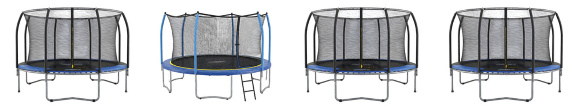 set of the four Vidal xl round trampoline isolated on withe background PNG photo high quality''