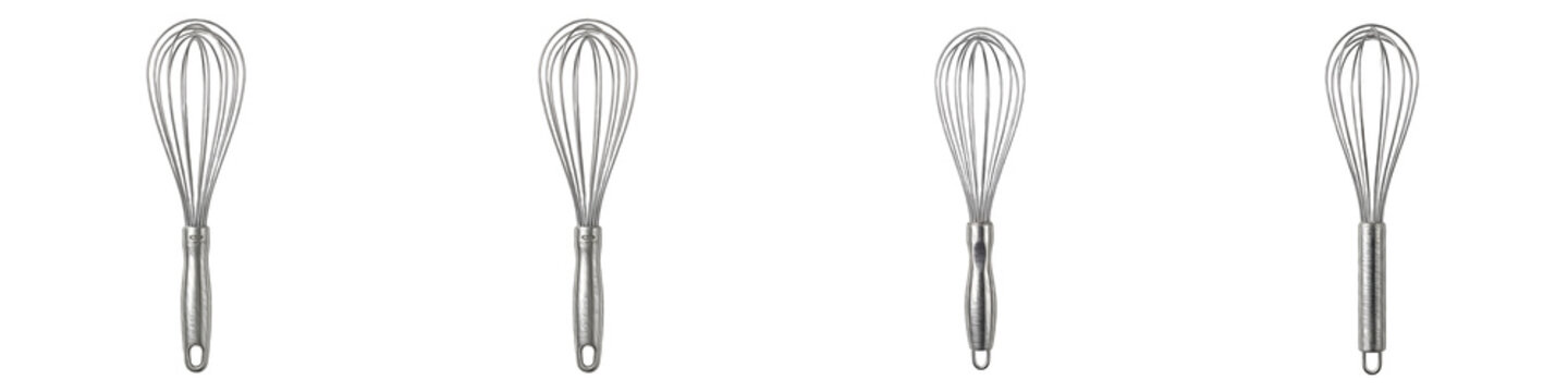 set of the four  WMF Profit Plus whisk isolated on withe background PNG photo high quality''