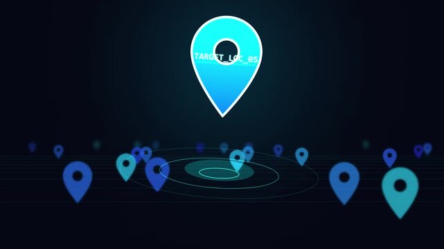 Digital map location pins with navigation radar targeting technology