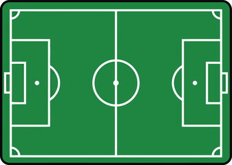 Green Soccer Field Top View Illustration with Markings for Sports Strategy and Game Planning © Elizabeth