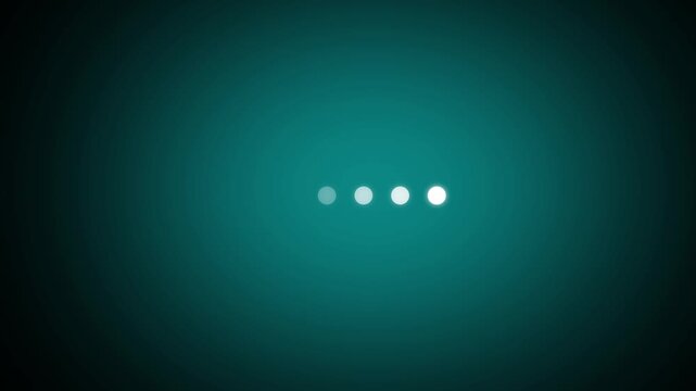 Six circle dot loading animation on clean cyan background symbolizing progress waiting buffering indicator concept digital, Dot loading thinking animation.