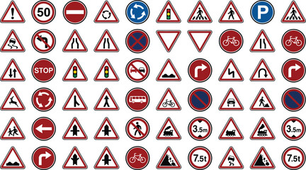 Collection of various international road signs and traffic symbols © RubinaIslam