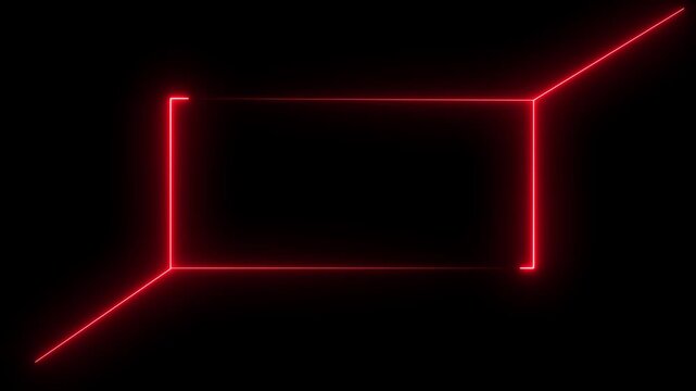 Rectangular frame made of two moving neon lights overlay, seamless concert wall neon gradient web animation.