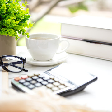Happy senior woman managing personal finances at home with table and saving document.  Financial Wellness for retirement Concept