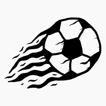 Hand Drawn Flaming Soccer Ball Doodle