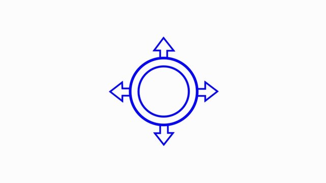 Circular Directional Arrows with Center Focus Vector Icon for Business Planning and Navigation 4k video.