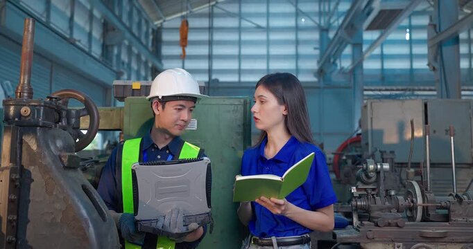 Engineer Demonstrates Product Testing Machine to Startup Entrepreneur in Small Lab Workshop