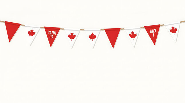 Canadian flags and bunting decoration.