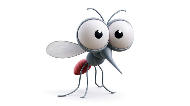 Mosquito Mascot for Science Learning Isolated on White