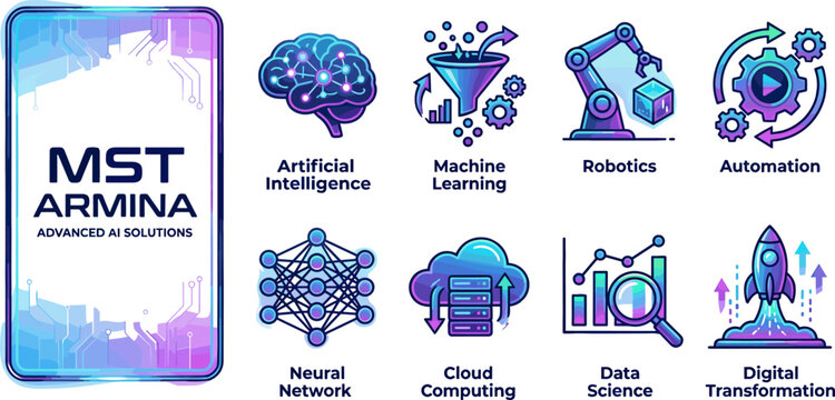 MST Armina Advanced AI Solutions &ndash; 8 Technology Vector Icons