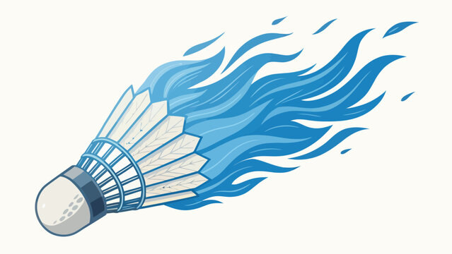 Badminton shuttlecock flying with blue fire flames motion illustration badminton shuttlecock competition illustration exercise equipment tournament recreation physical training activity