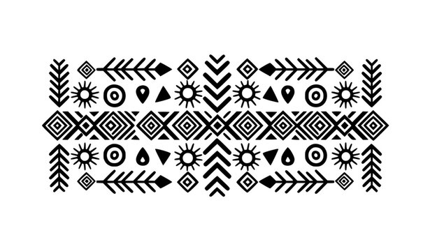 Modern Abstract Tribal Symbol Pattern with Ethnic Geometric Logo Elements Vector Illustration