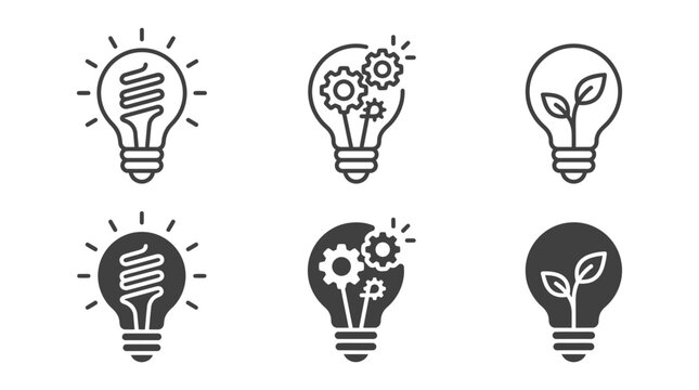 Creative idea and innovation icon set with lightbulb innovation creative thinking technology solutions business