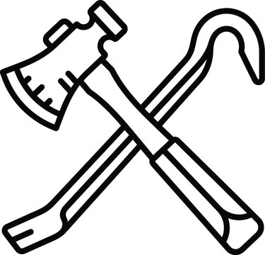 Crossed Axe And Crowbar Black Line Art Illustration