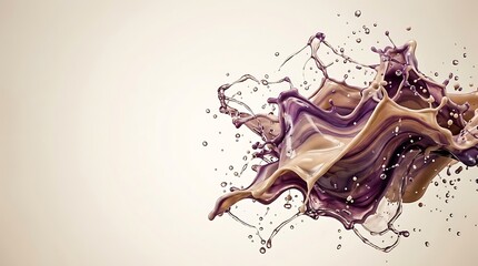 Naklejka premium Dynamic splash of purple and beige liquid on light background